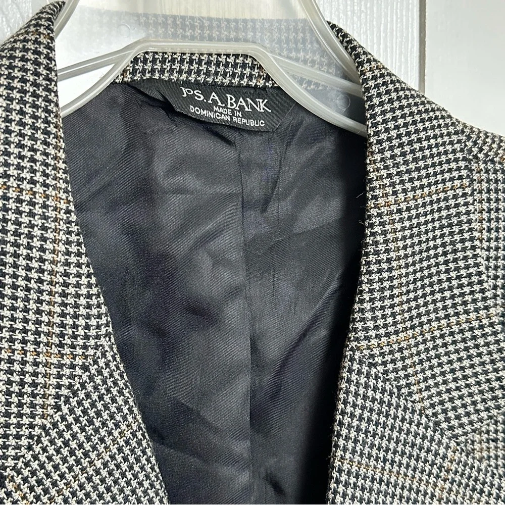 Joseph A Bank Silk Wool Houndstooth Suit Jacket Blazer Sport Coat Academia 44L - Picture 6 of 7
